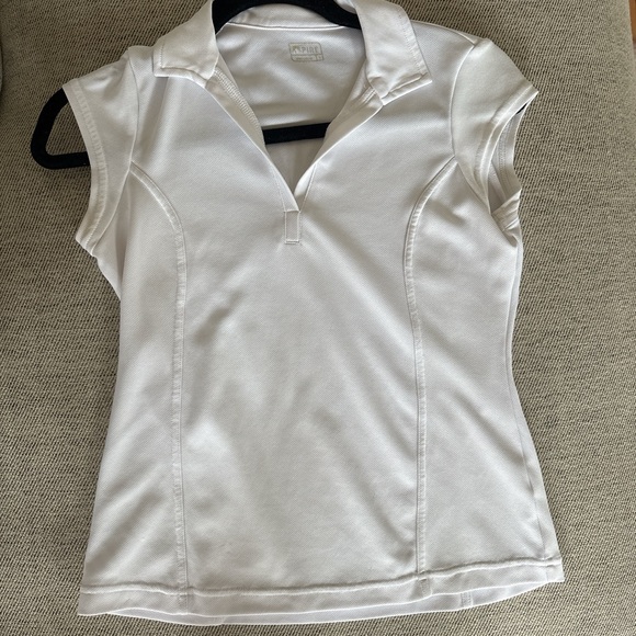 Aspire Tops - Aspire White Short Sleeve V-Neck Polo Top